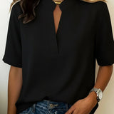 Margaux | Chic Blouse with V-Neck and Gold Detail
