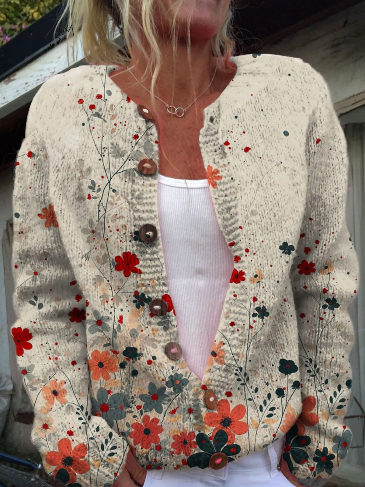 Sabrina — Vintage Floral Knit Cardigan