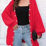 Eunike - Cozy loose knitted open front long sleeve cardigan