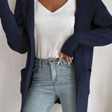 Rosabeth - Casual ribbed open front hooded cardigan