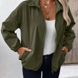 Zenovia - Stylish pocketed zip-up long sleeve bomber jacket