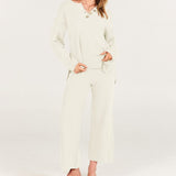 Lavina - Elegant V-neck buttoned jumper and trousers set