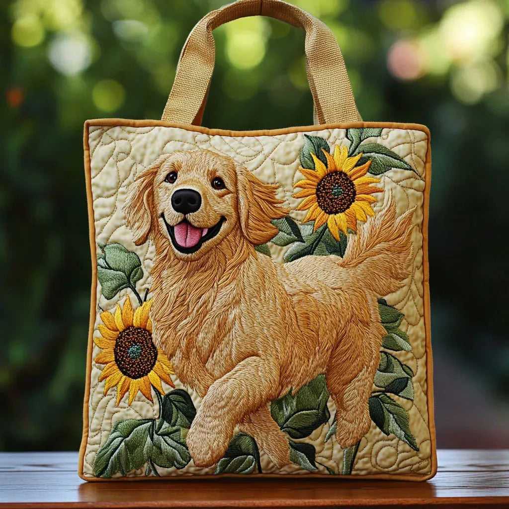 Gold Velvet Handmade Quilted Tote Bag