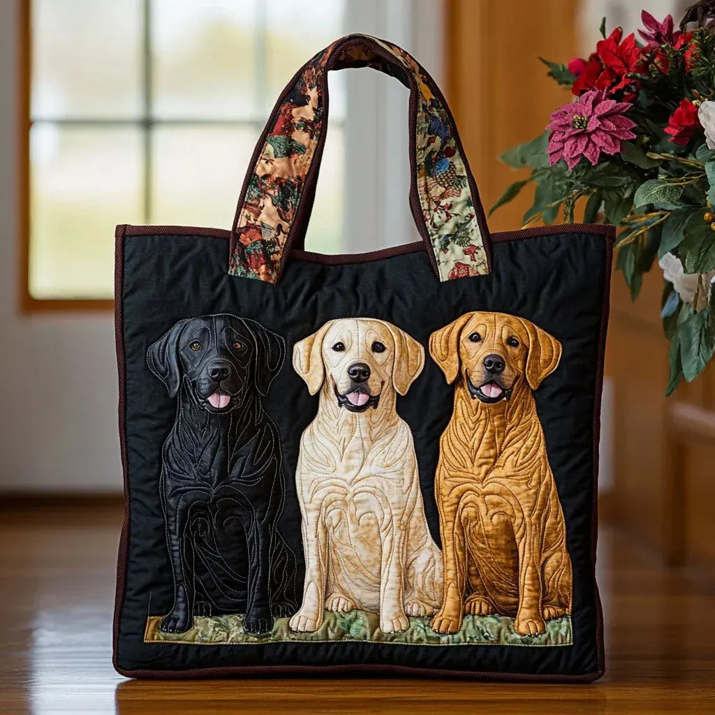 Three Labradors Handmade Quilted Tote Bag