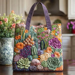 Succulent Handmade Quilted Tote Bag
