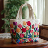 Tulip Garden Handmade Quilted Tote Bag