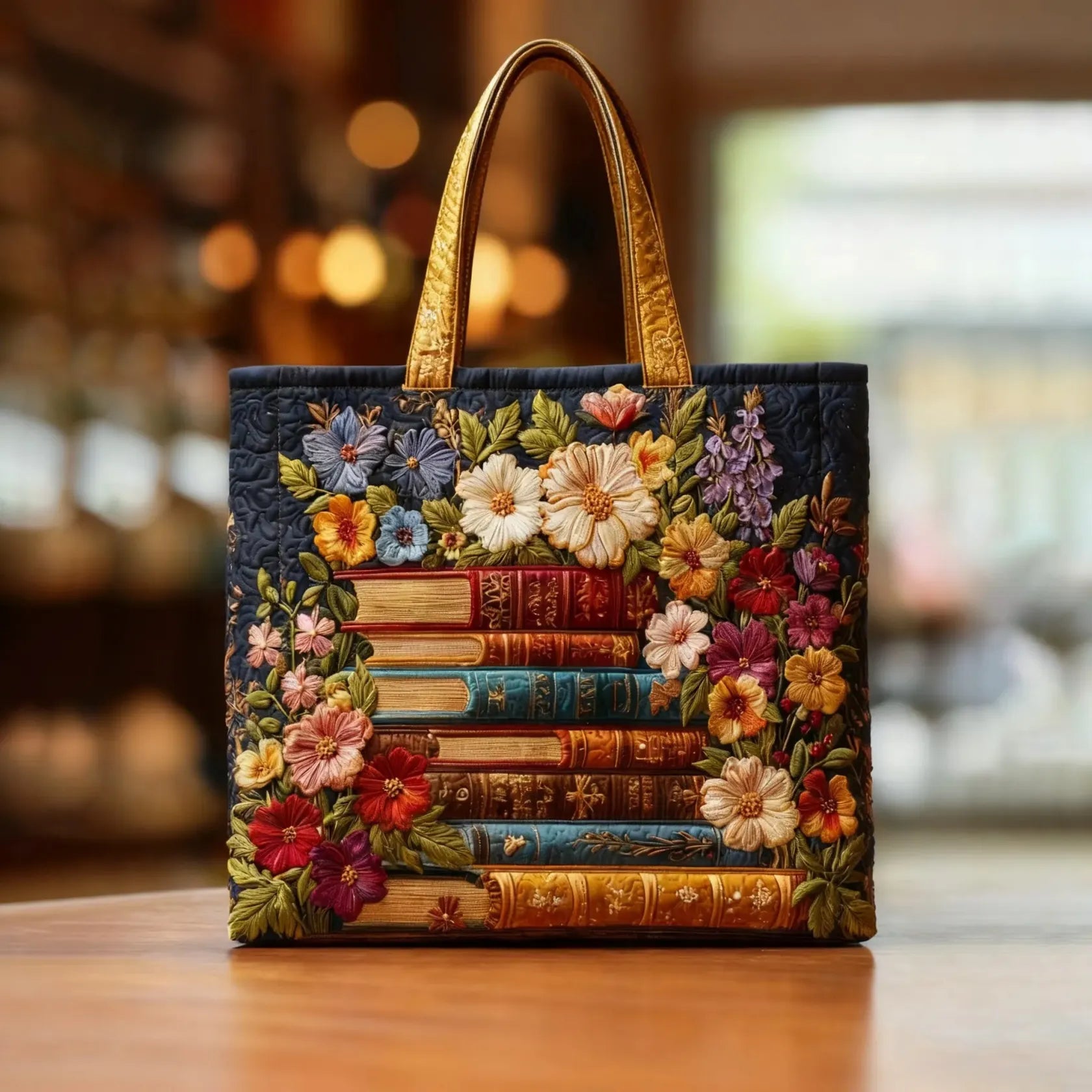 Floral Pattern Handmade Quilted Tote Bag