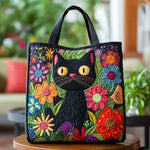 Black Cat Handmade Quilted Tote Bag