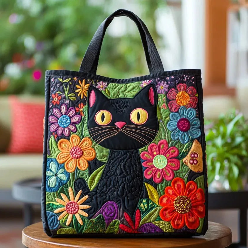 Black Cat Handmade Quilted Tote Bag