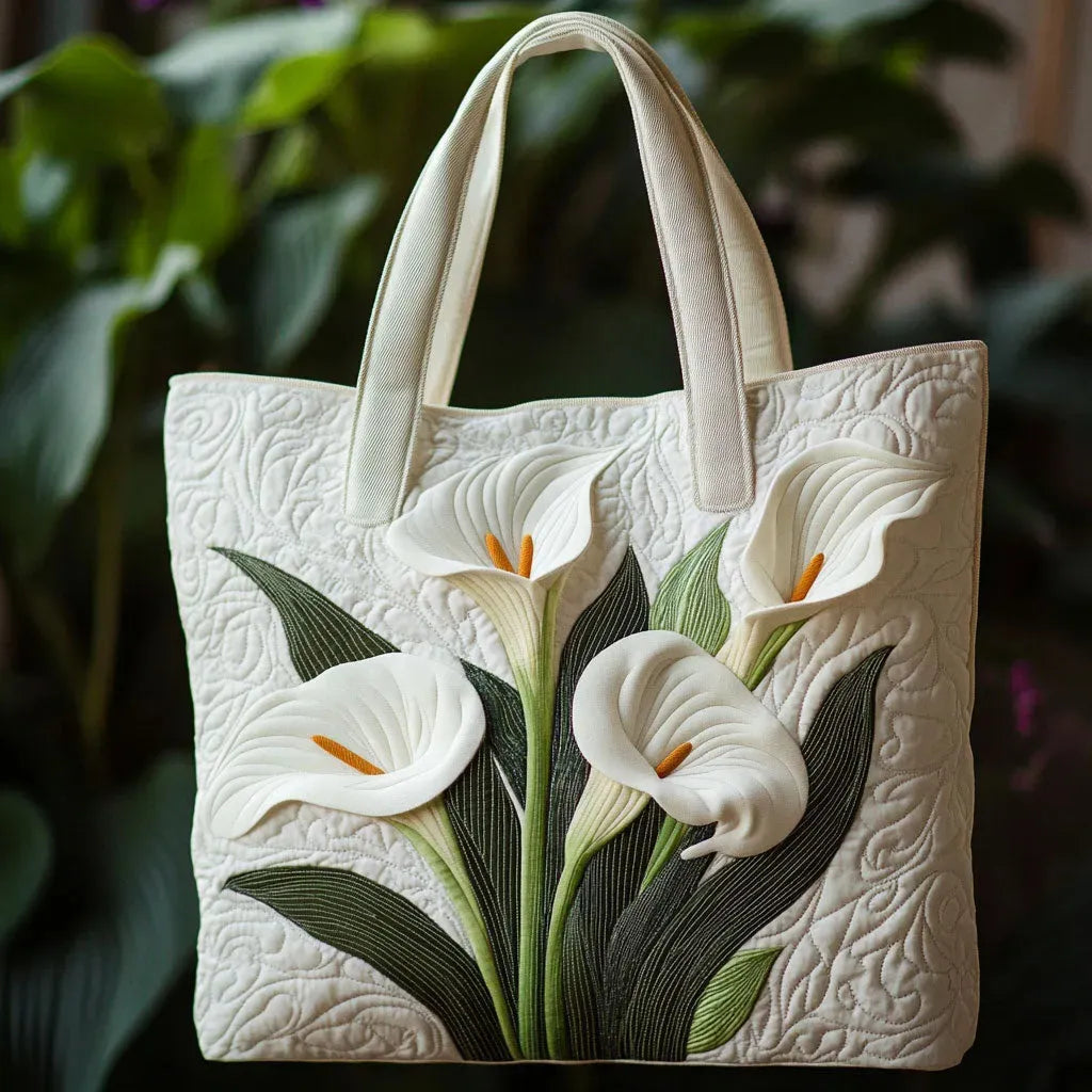 White Seashell Handmade Quilted Tote Bag