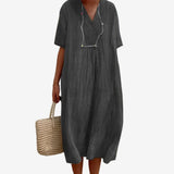Gioellea™ V-Neck Midi Dress