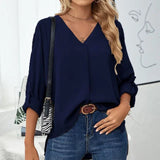 Nancie - Elegant loose V-neck blouse