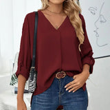 Nancie - Elegant loose V-neck blouse