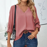 Nancie - Elegant loose V-neck blouse
