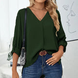 Nancie - Elegant loose V-neck blouse