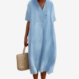 Gioellea™ V-Neck Midi Dress
