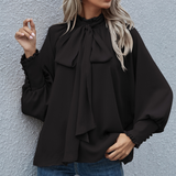 Yvessa - Elegant loose high-neck long-sleeve blouse