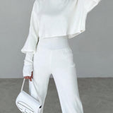 Vallory - Elegant cropped turtleneck jumper and straight-leg trousers set