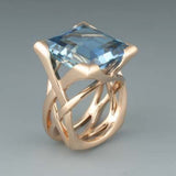 Vintage Blue Zirconium Rose Gold Ring