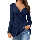 Charisse - Stylish long-sleeve knotted V-neck sweatshirt
