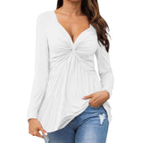 Charisse - Stylish long-sleeve knotted V-neck sweatshirt