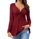 Charisse - Stylish long-sleeve knotted V-neck sweatshirt