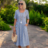 Julia | Striped Midi Dress with Elegant Design