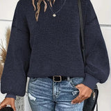 Zianna - Chic Waffle Knit Sweater with Lantern Sleeves