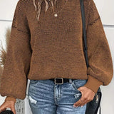 Zianna - Chic Waffle Knit Sweater with Lantern Sleeves