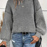 Zianna - Chic Waffle Knit Sweater with Lantern Sleeves