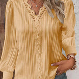 Natalina - Elegant knit V-neck long-sleeve blouse