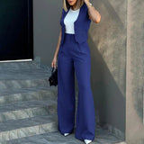 Stella - Elegant stylish sleeveless blazer and pants set