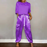 Women’s Satin Co Ord Set | Glossy, Cargo Trousers
