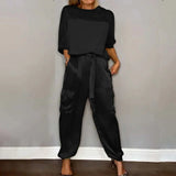 Women’s Satin Co Ord Set | Glossy, Cargo Trousers