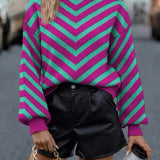 Christina - Trendy Loose Knit Sweater with Contrast Stripes