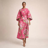 CLEMENTINE | Airy Floral Midi Dress with Sculpted Waist