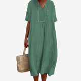 Gioellea™ V-Neck Midi Dress