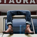 Men’s Ankle Leather Boots | Zipper, Distressed Look