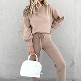 Women’s Knitted Lounge Set | Drawstring, Balloon Sleeves