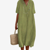 Gioellea™ V-Neck Midi Dress