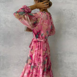 ZOEY | Vibrant Floral Wrap Dress with a Flattering Tiered Design