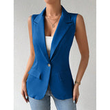 Hazelya - Elegant sleeveless one button blazer