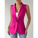 Hazelya - Elegant sleeveless one button blazer