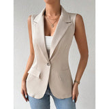 Hazelya - Elegant sleeveless one button blazer
