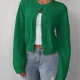 Loretta - Elegant Short Knitted Cardigan with Buttons