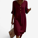 Adelaine™ Button-Detail Midi Dress