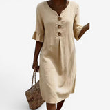 Adelaine™ Button-Detail Midi Dress