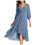 VITTORIA | Chic Asymmetric Hem Dress with Flowing Sleeves - Perfect for Any Occasion