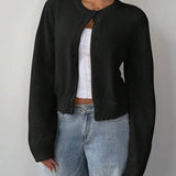 Loretta - Elegant Short Knitted Cardigan with Buttons