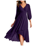 VITTORIA | Chic Asymmetric Hem Dress with Flowing Sleeves - Perfect for Any Occasion